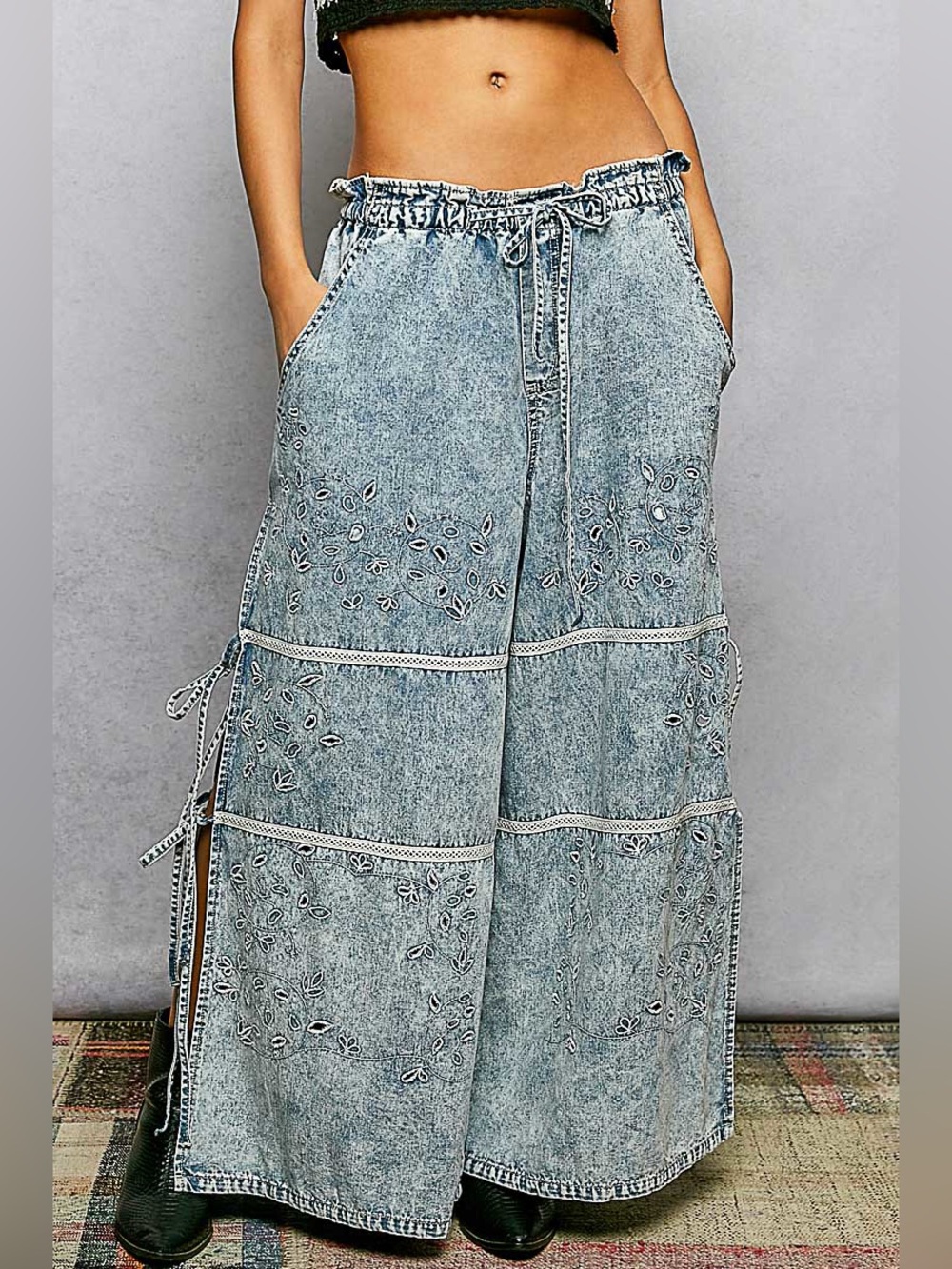 POL “ Desert Daydream “ Denim Wide Leg Vent Hem Jeans | Denim - Picture 3 of 8